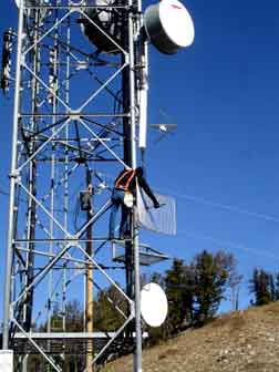 Jim on tower at Teton Pass Site